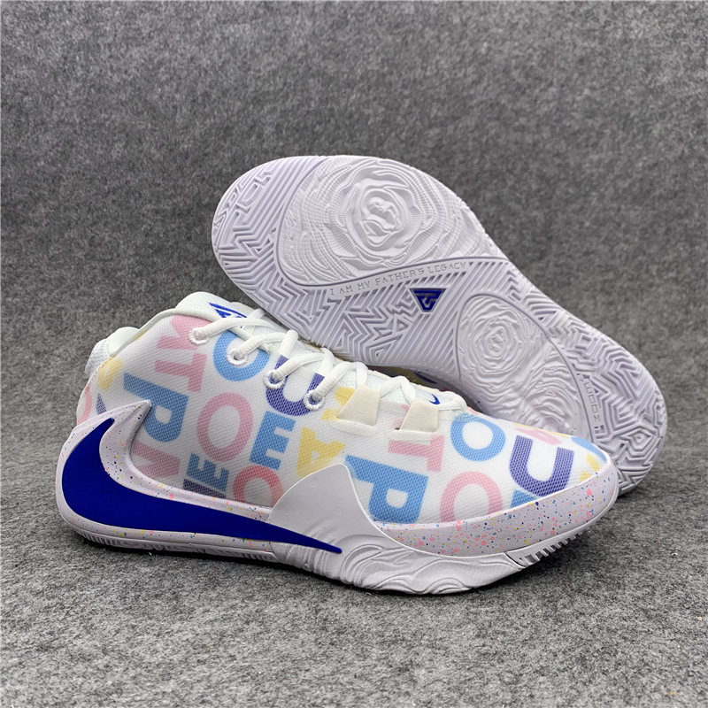 Original Nike Zoom Freak 1 White Blue Letters Shoes